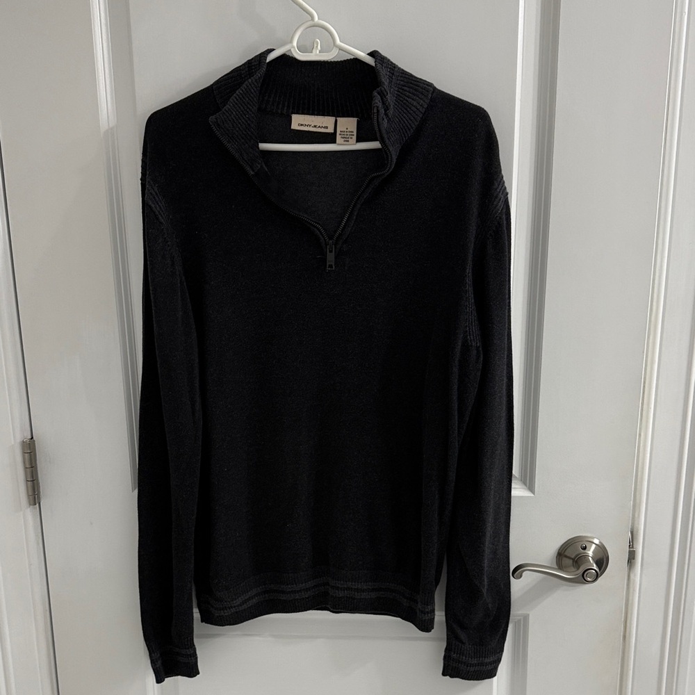 DKNY Men's Black Zip-Up Sweater